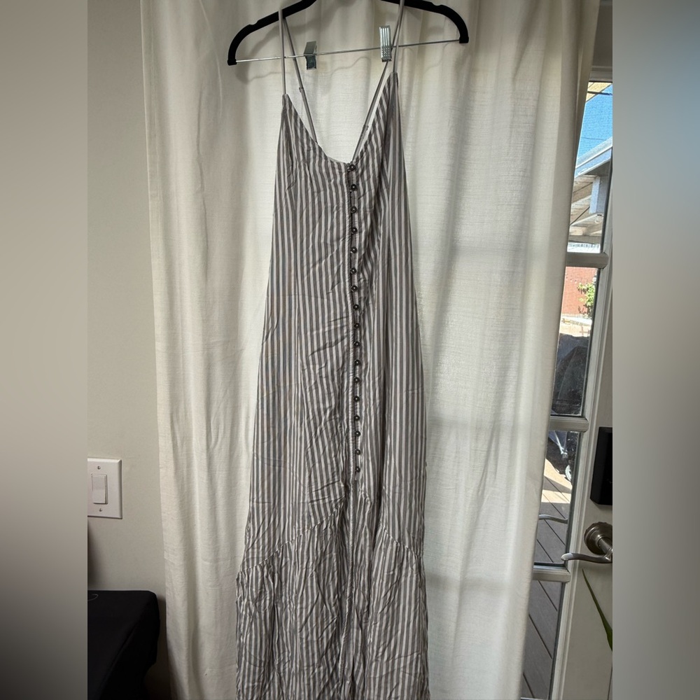 Abercrombie & Fitch Striped Button-Front Maxi Dress in Black and White